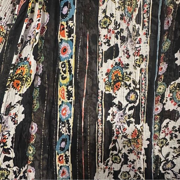 Free People Dance Magic Mini Dress Metallic Stripe Embroidery Black Sheer Small - Picture 9 of 11